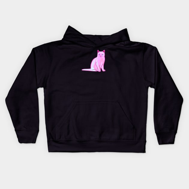 Pastel Pink Cat Kids Hoodie by Kelly Louise Art